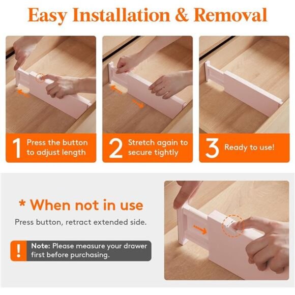 8 Pack Drawer Dividers Adjustable Dresser Drawer 4" High, 11-17" - Picture 6 of 6